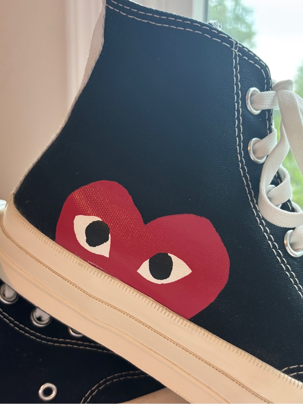 Converse All Star Comme des Garçons Peek-A-Boo Heart High Top Sneakers - 10